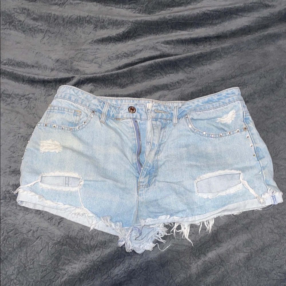 Forever 21 Light Blue Ripped Jean Shorts